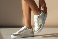 metallic Leopard printed trainer