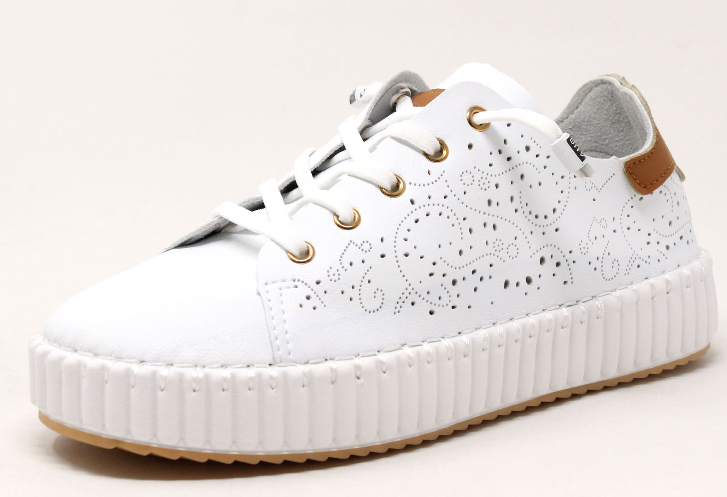 laser cut detail trainer with ribbed platform sole