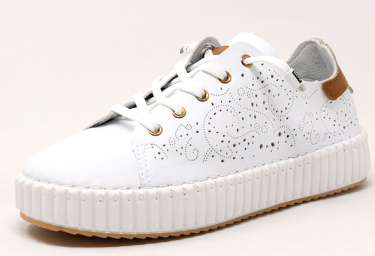 laser cut detail trainer with ribbed platform sole