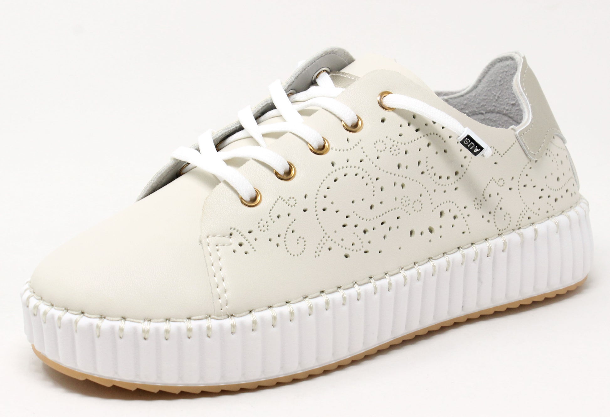 laser cut detail trainer with ribbed platform sole