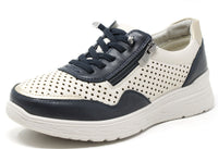 Laser cut detail trainer with wedge sole and bungee laces