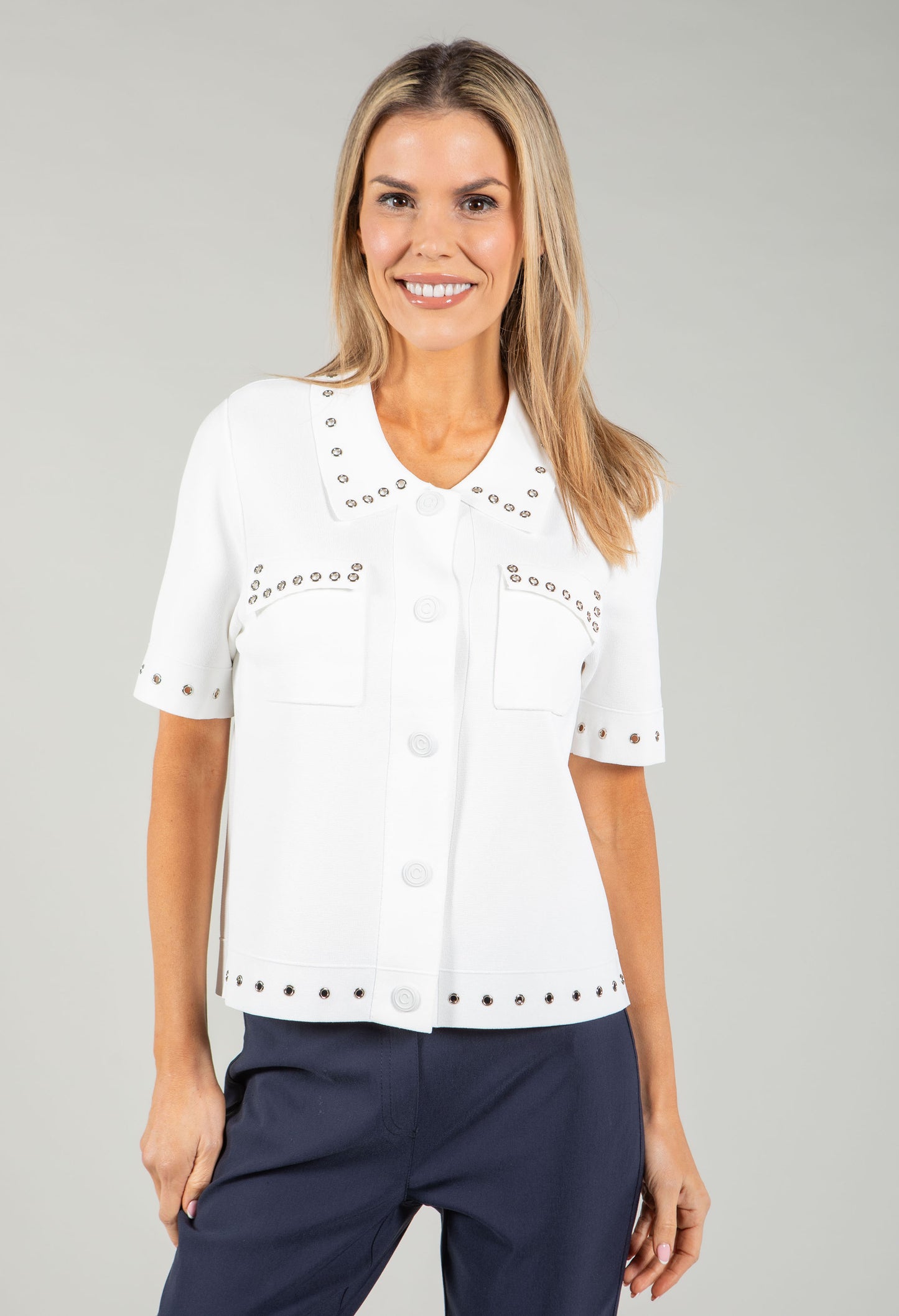 Stud Detail Fine Knit Cardigan