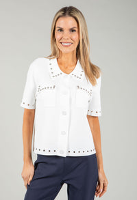 Stud Detail Fine Knit Cardigan