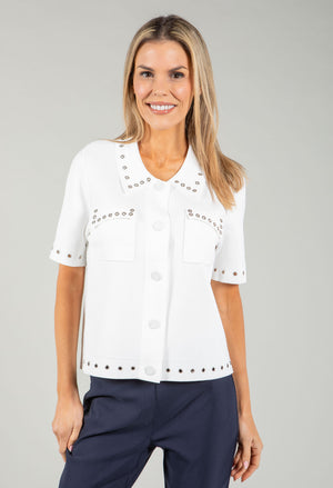 Stud Detail Fine Knit Cardigan