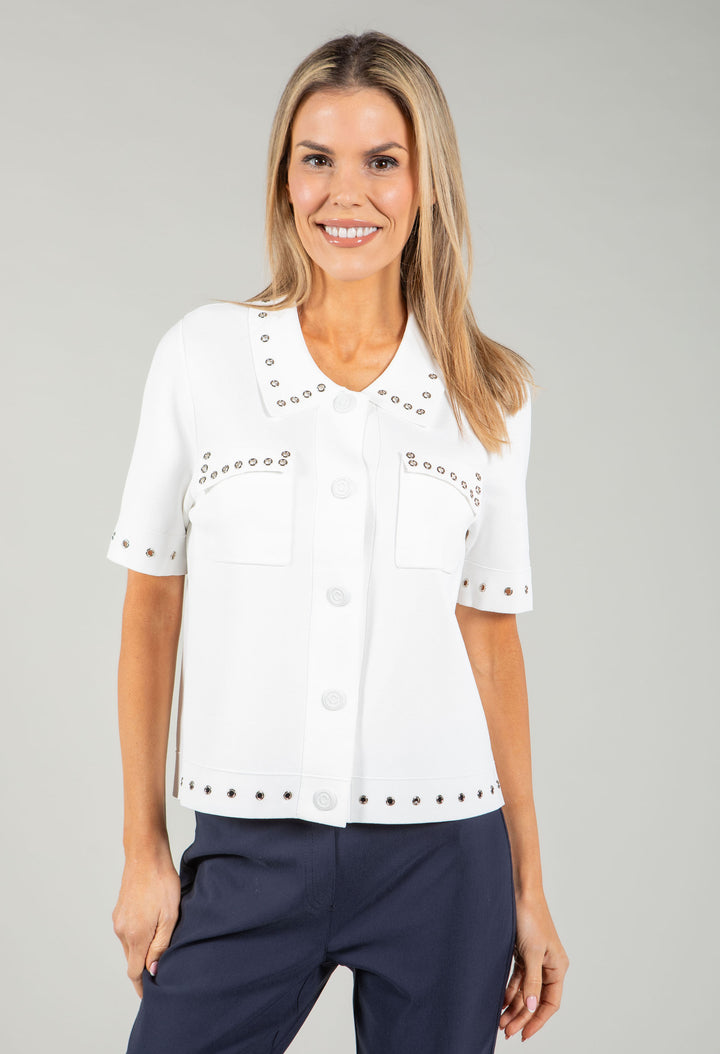 Stud Detail Fine Knit Cardigan