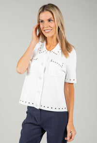 Stud Detail Fine Knit Cardigan