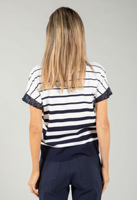 Diamante Detail Striped Top