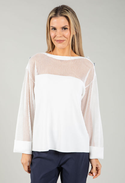 Fine Knit Mesh Panel Top