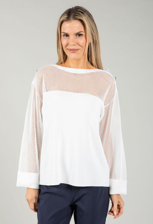 Fine Knit Mesh Panel Top
