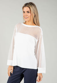 Fine Knit Mesh Panel Top