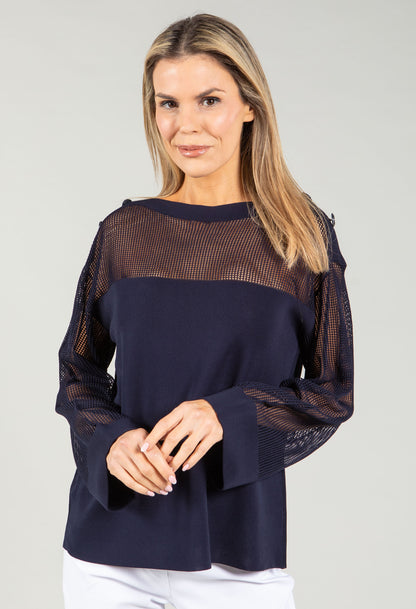 Fine Knit Mesh Panel Top