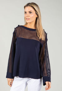 Fine Knit Mesh Panel Top