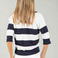 Striped Fine Knit V-Neck Top