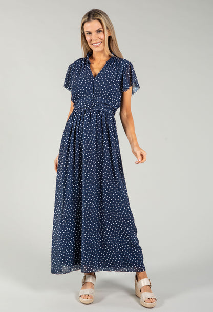 Polka Dot V-Neck Midi Dress