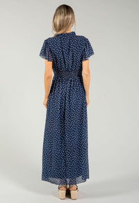 Polka Dot V-Neck Midi Dress