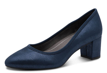 metallic snake like effect block heel