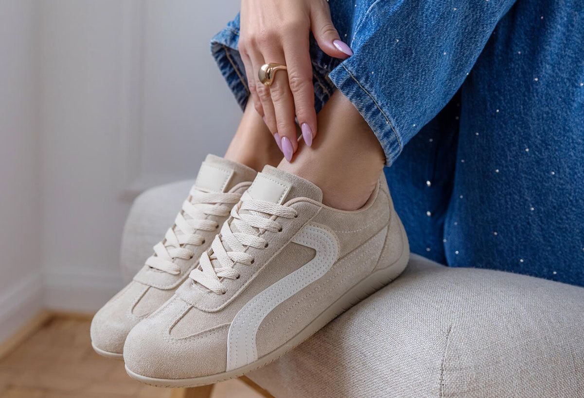 faux suede trainers with wave detail