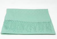 diamante detailed scarf with tassel ends in minty green