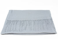 diamante detailed scarf with tassel ends in light grey