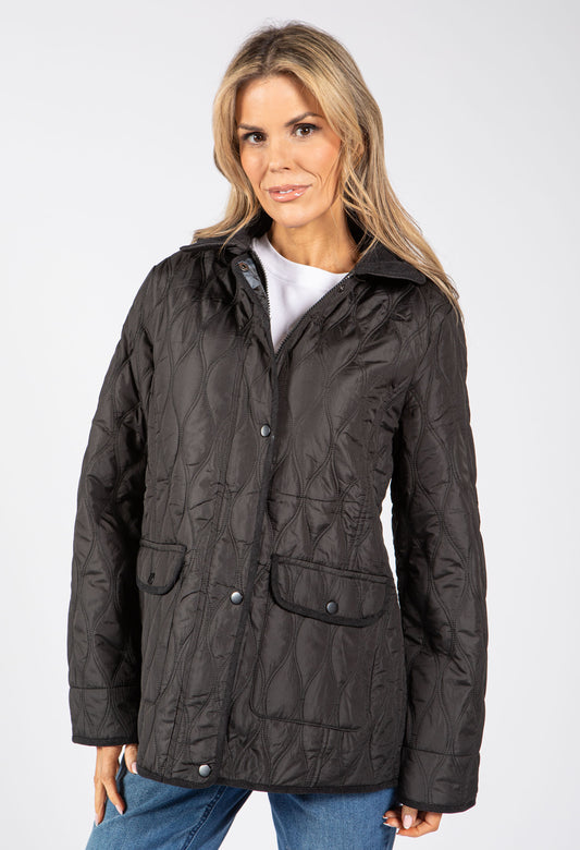 Corduroy Trim Quilted Jacket