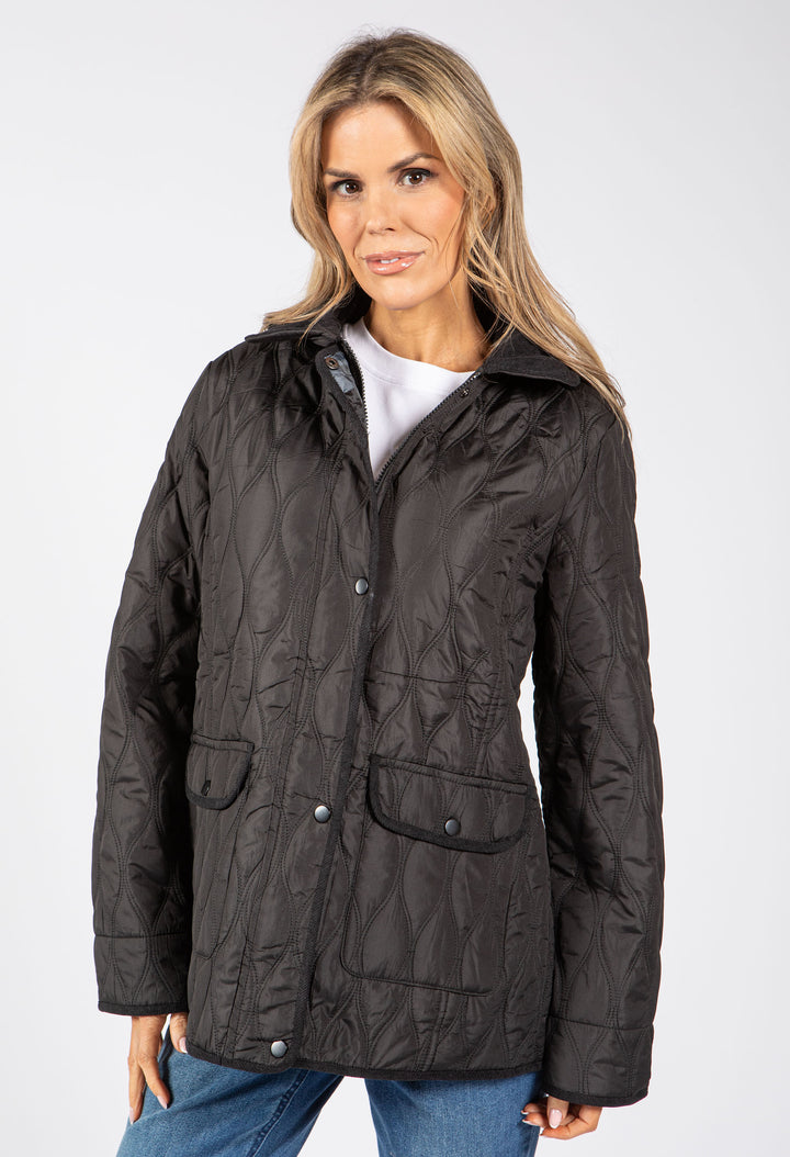Corduroy Trim Quilted Jacket