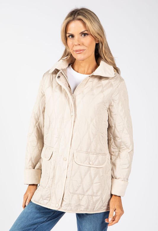 Corduroy Trim Quilted Jacket