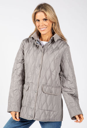 Corduroy Trim Quilted Jacket
