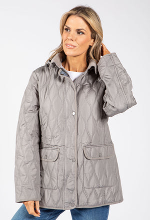 Corduroy Trim Quilted Jacket