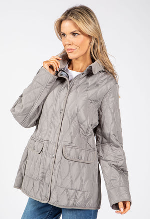 Corduroy Trim Quilted Jacket
