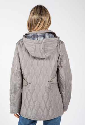 Corduroy Trim Quilted Jacket