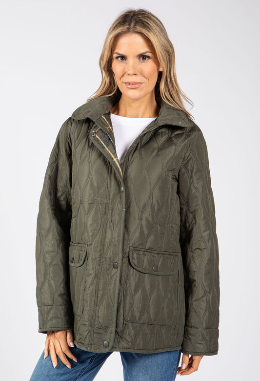 Corduroy Trim Quilted Jacket