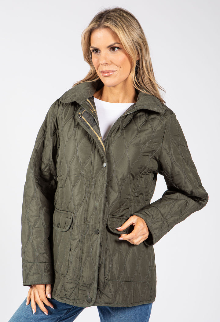 Corduroy Trim Quilted Jacket