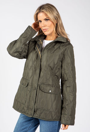 Corduroy Trim Quilted Jacket