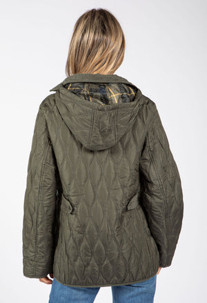 Corduroy Trim Quilted Jacket