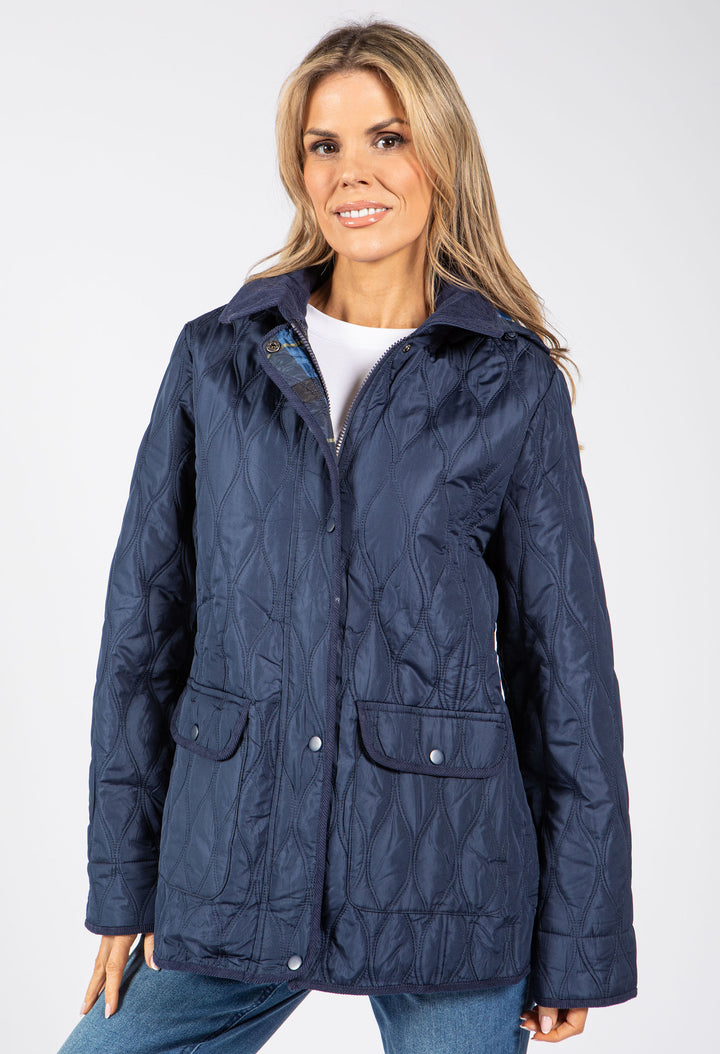 Corduroy Trim Quilted Jacket