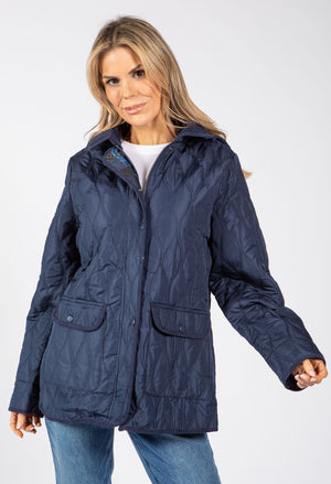 Corduroy Trim Quilted Jacket