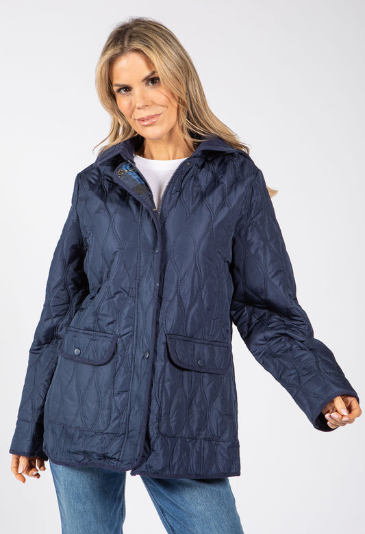 Corduroy Trim Quilted Jacket