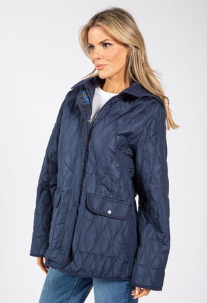 Corduroy Trim Quilted Jacket