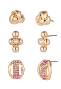3 Pack Gold Earrings