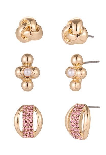 3 Pack Gold Earrings