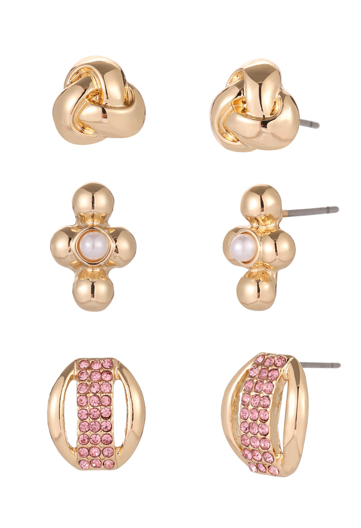 3 Pack Gold Earrings