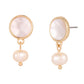 Pair of earrings with gold and pearl design on a white background