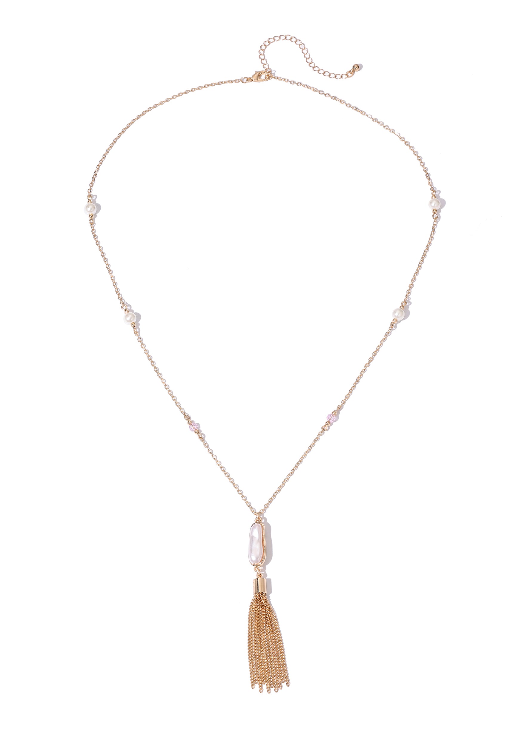 Necklace with tassel on a white background