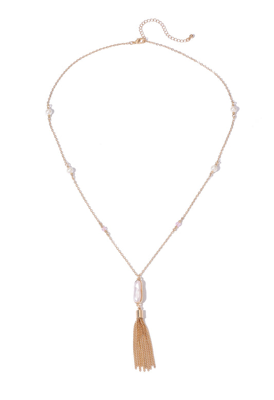 Necklace with tassel on a white background