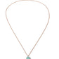 Necklace with a green teardrop pendant on a white background
