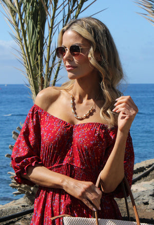 Pebble and Ruby Necklace Set