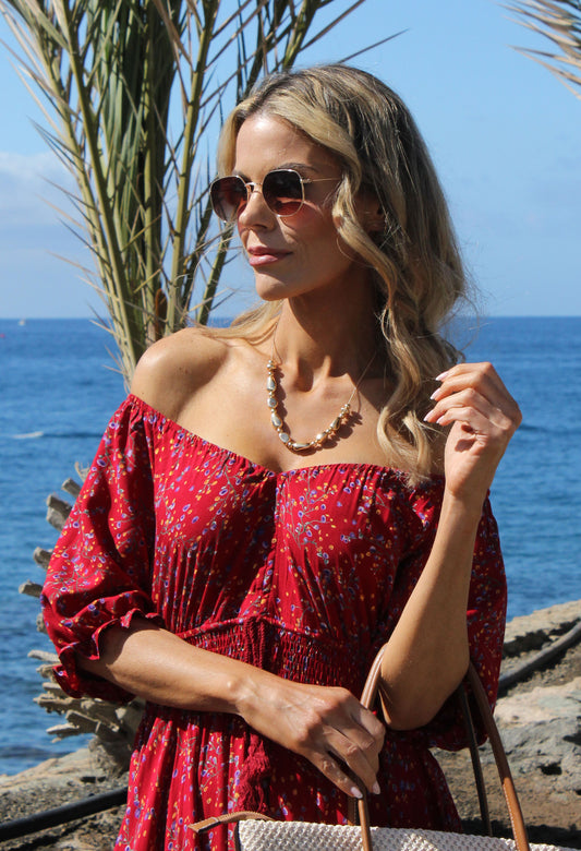 Pebble and Ruby Necklace Set