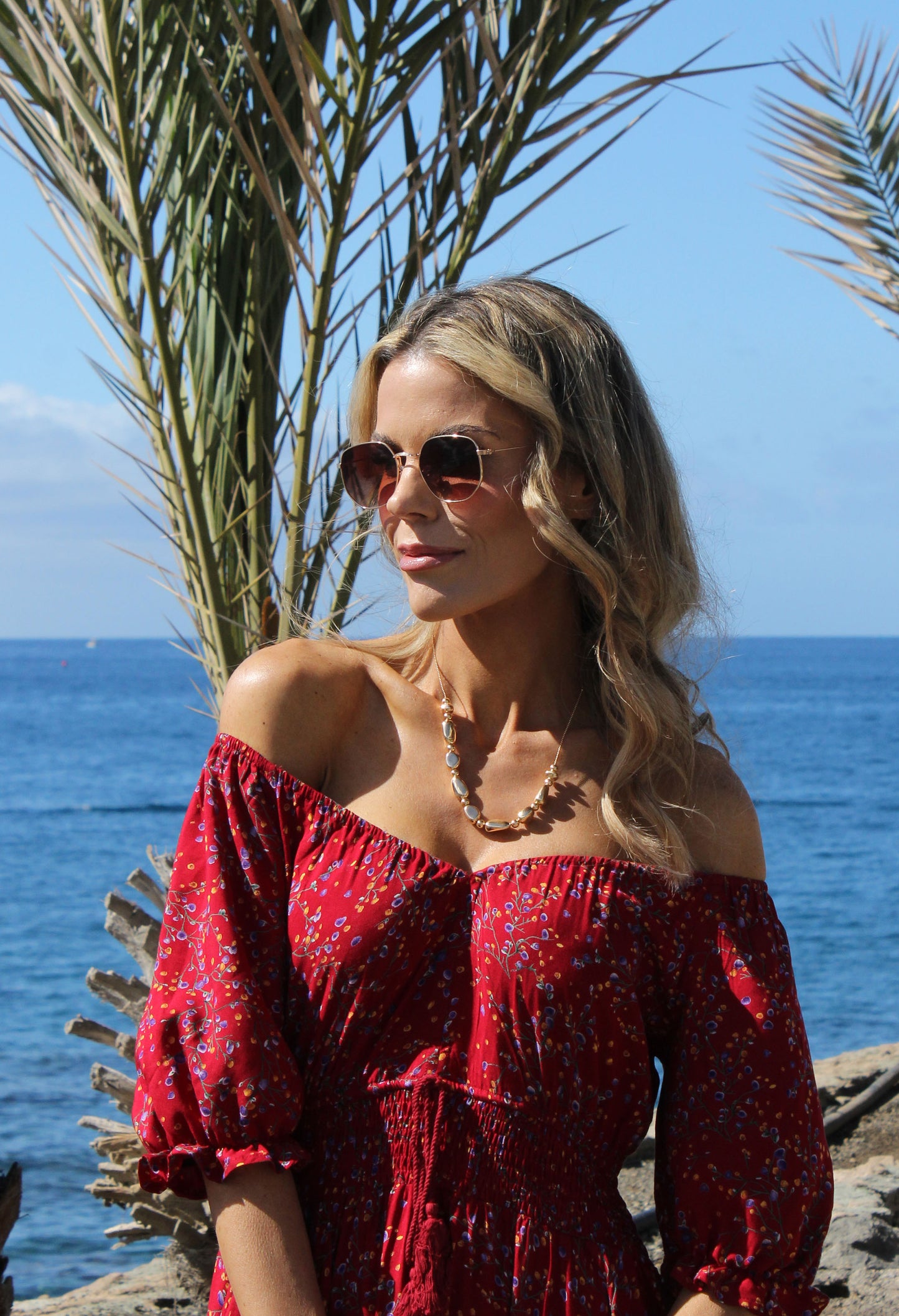 Pebble and Ruby Necklace Set