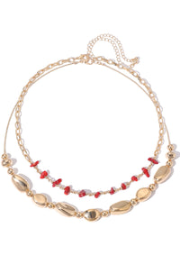 Pebble and Ruby Necklace Set