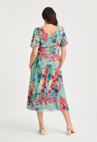 Victoria Angel Sleeve Mesh Midi Curve+ Dress